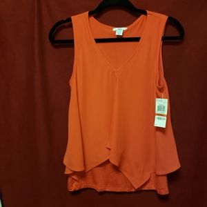 BAR 111- TANK TOP "HIBISCUS BLOOM" W/SHEER PANELS OVERLAY/XS/NWT